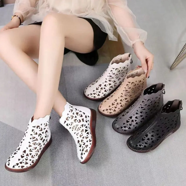👡【35-42】2024 Nowe, płaskie, miękkie skórzane buty typu casual z dziurami
