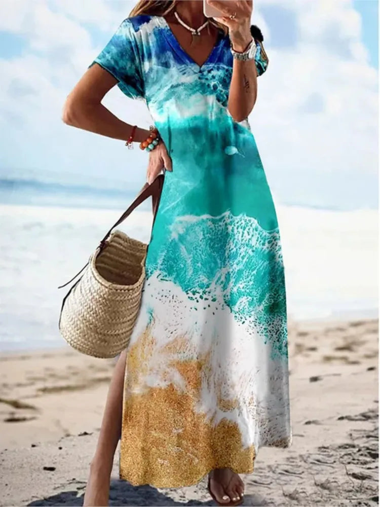 Elegancka sukienka maxi w stylu plażowym