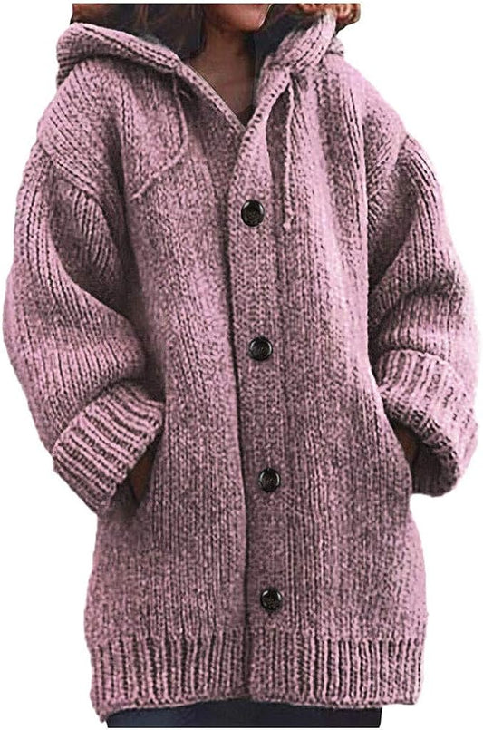 Swetry damskie ADKL Casual, ciepła, luźna bluza z kapturem, dzianinowa, długa bluzka, bluzka